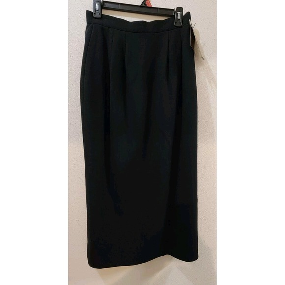 Dana Scott Dresses & Skirts - Vintage Dana Brooke Black Wool Pencil Maxi Tube Skirt Secretary Classic NWT 10